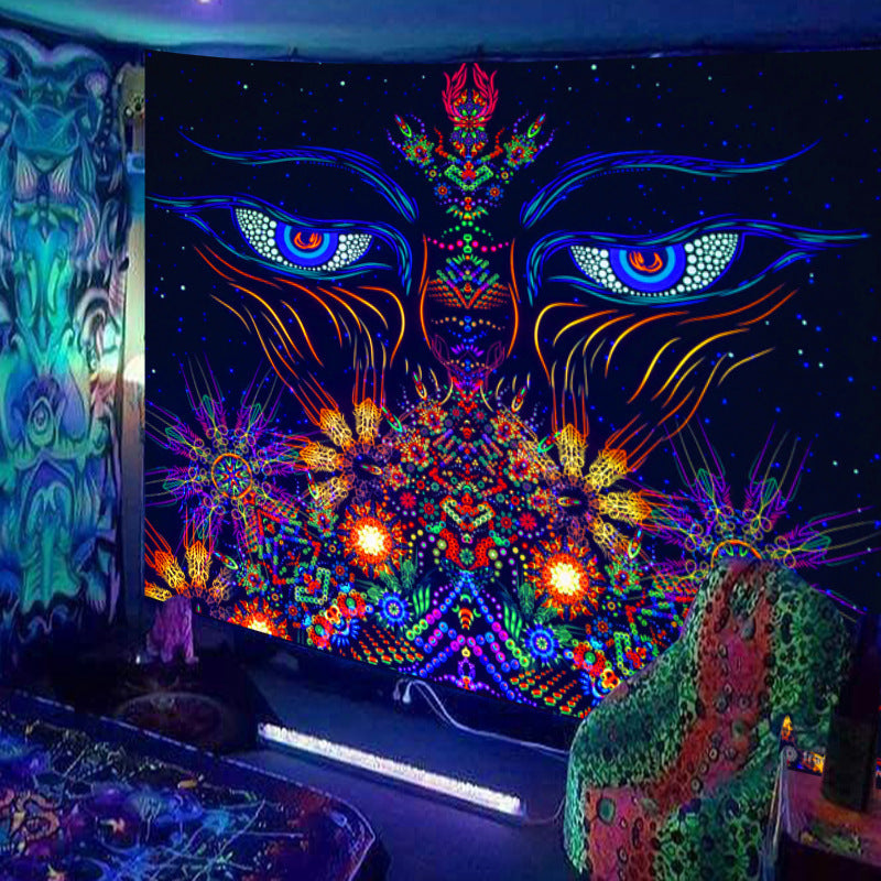 Fluorescent Landscape Tapestry – Glow in Dark Wall Hanging for Home & Room Decor