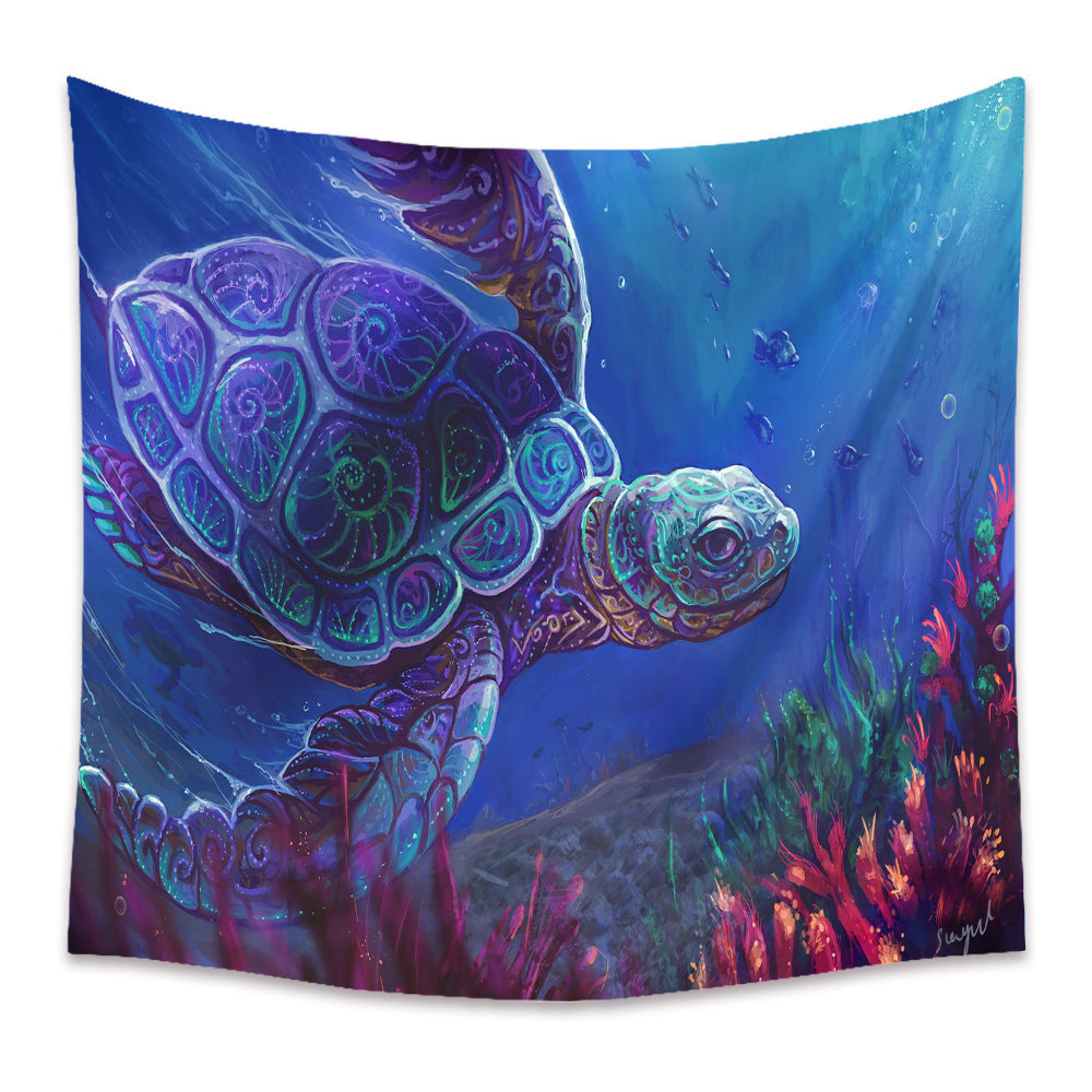 Nordic Ocean Tapestry Wall Hanging – Plush Polyester Bedroom Decor