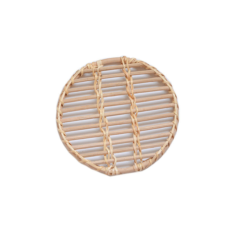 White Rattan Woven Storage Snacks Coffee Table Insulation Cups And Pot Mats