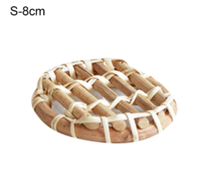 White Rattan Woven Storage Snacks Coffee Table Insulation Cups And Pot Mats