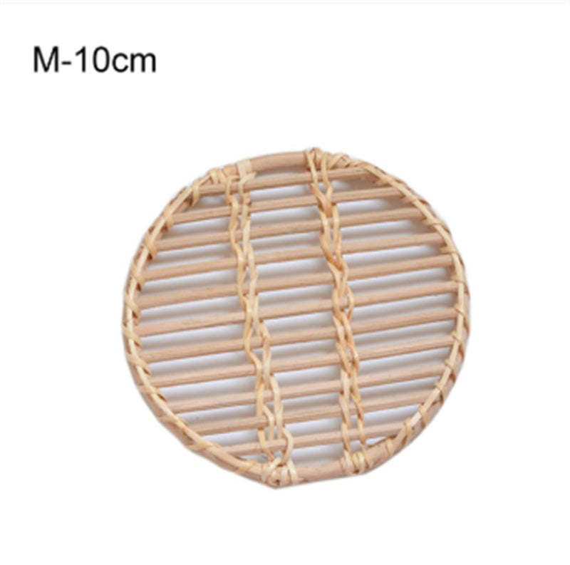 White Rattan Woven Storage Snacks Coffee Table Insulation Cups And Pot Mats