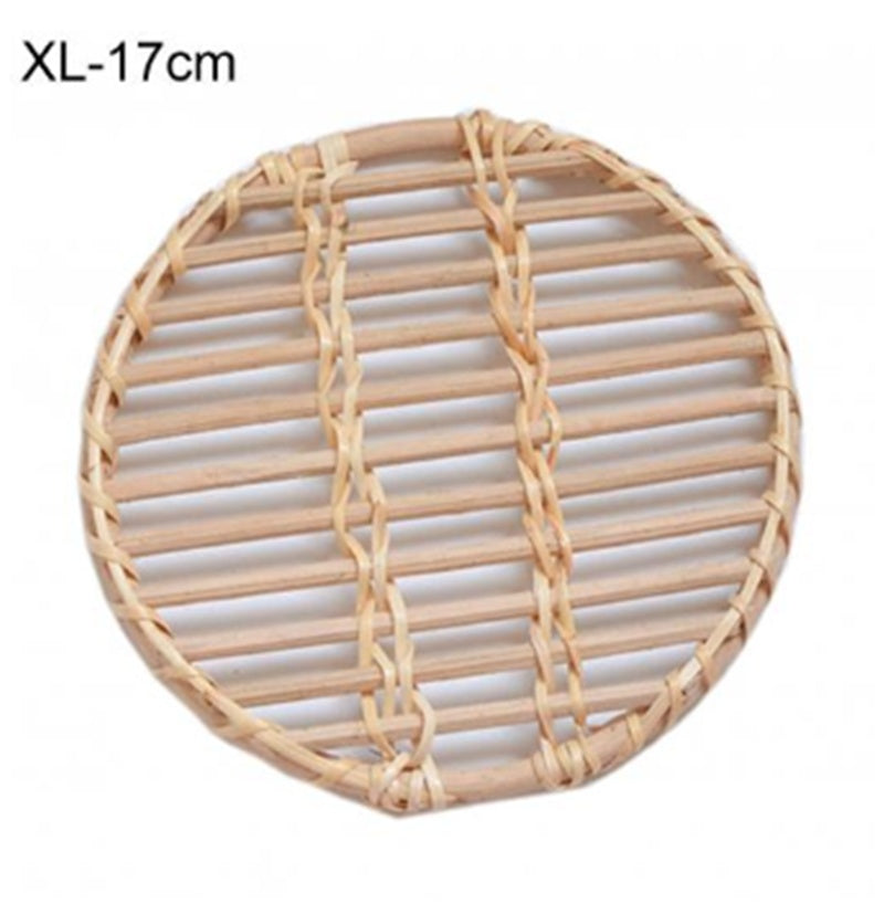 White Rattan Woven Storage Snacks Coffee Table Insulation Cups And Pot Mats