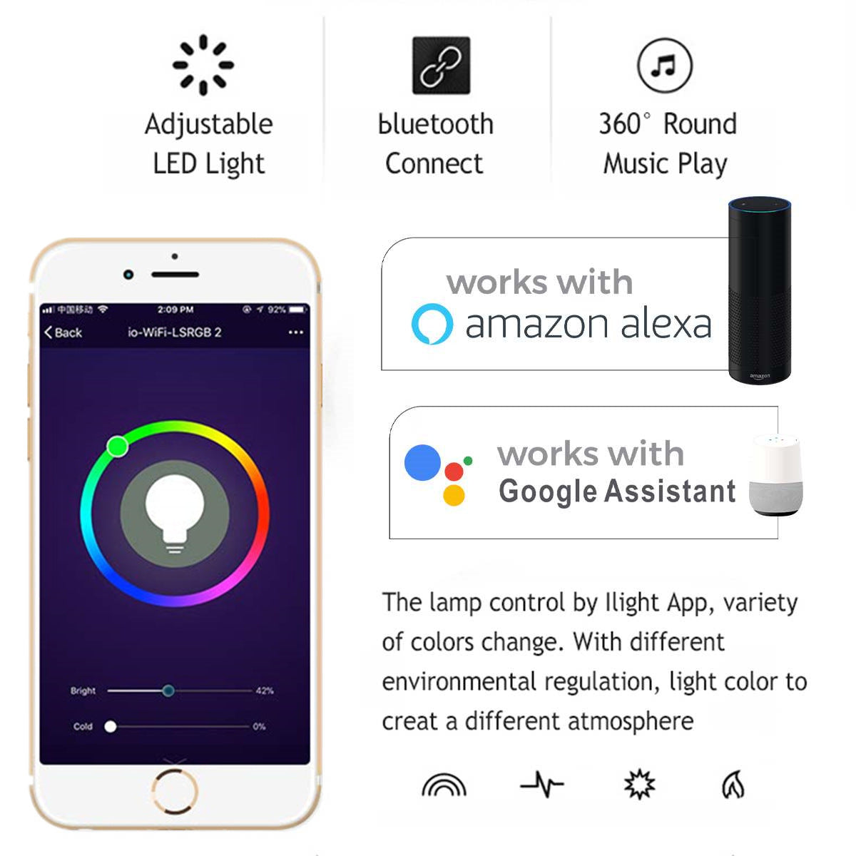 Tuya WiFi Smart Ceiling Light – LED Colorful Remote Control, Alexa & Google Home