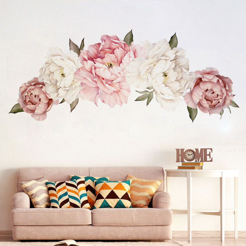 Creative Peony Flower Series Wall Stickers Flower Blooming Wealthy Sofa Bedside Warm Wall Stickers