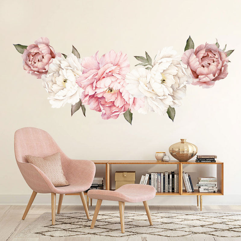 Creative Peony Flower Series Wall Stickers Flower Blooming Wealthy Sofa Bedside Warm Wall Stickers