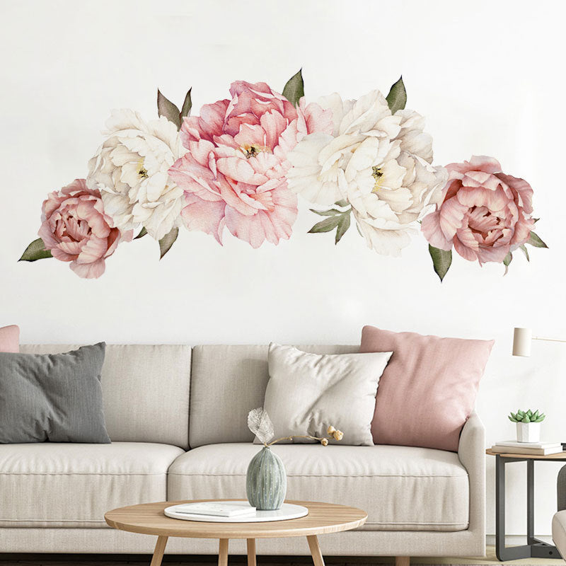 Creative Peony Flower Series Wall Stickers Flower Blooming Wealthy Sofa Bedside Warm Wall Stickers