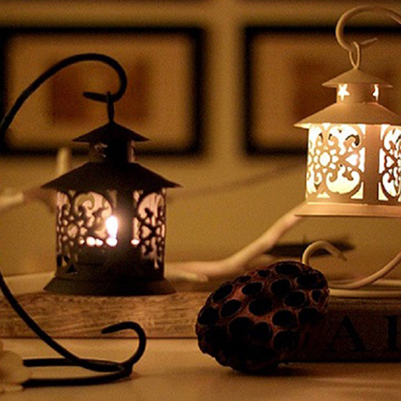 European Style Hollow Pavilion Wrought Iron Candle Holder – Geometric Decor