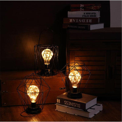 Minimalist Hollow Wine Bottle Table Lamps – Creative Iron Reading Lamp
