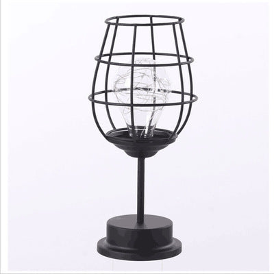 Minimalist Hollow Wine Bottle Table Lamps – Creative Iron Reading Lamp