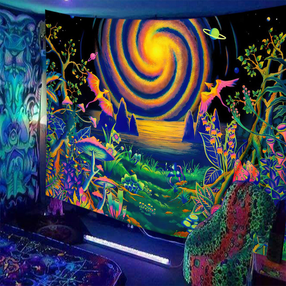 Fluorescent Print Tapestry – Modern Glow Wall Hanging for Home Decor