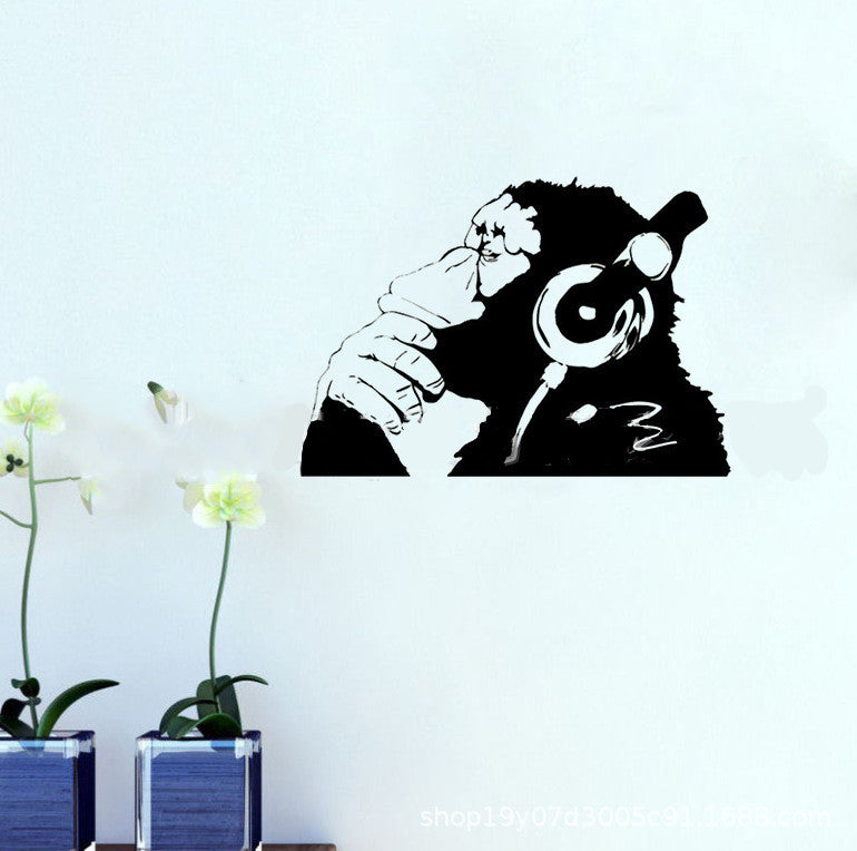 Orangutan With Headset To Listen To Music Wall Stickers Home Removable PVC Stickers