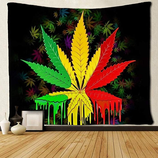 European Style Blankigra Grass Hemp Leaf Tapestry – Polyester Wall Hanging