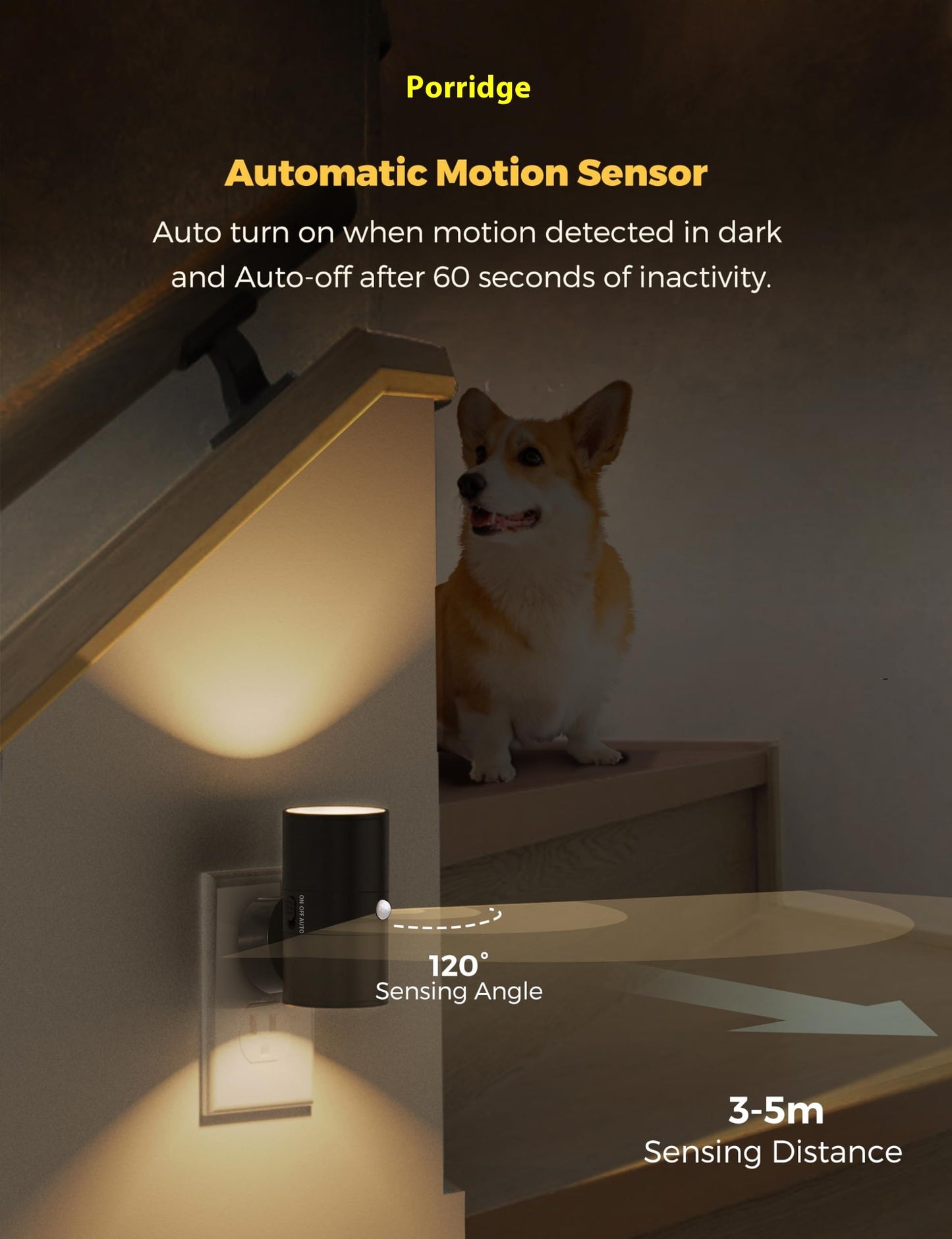 2-in-1 Light Control Sensor Plug LED Ambient Night Light – Modern Geometric Design