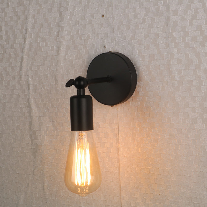 American Black Industrial Wrought Iron Small Wall Lamp Indoor