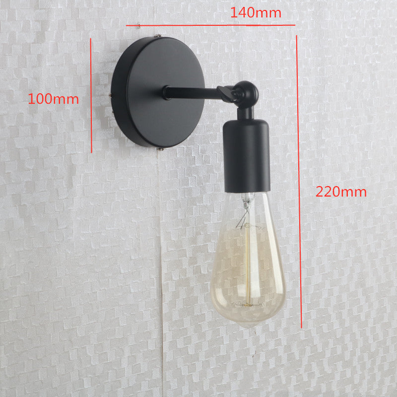 American Black Industrial Wrought Iron Small Wall Lamp Indoor