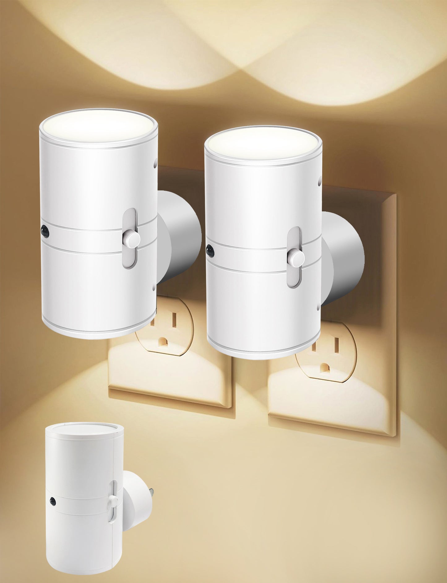 2-in-1 Light Control Sensor Plug LED Ambient Night Light – Modern Geometric Design