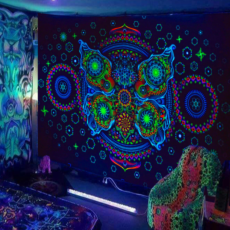 Fluorescent Landscape Tapestry – Glow in Dark Wall Hanging for Home & Room Decor
