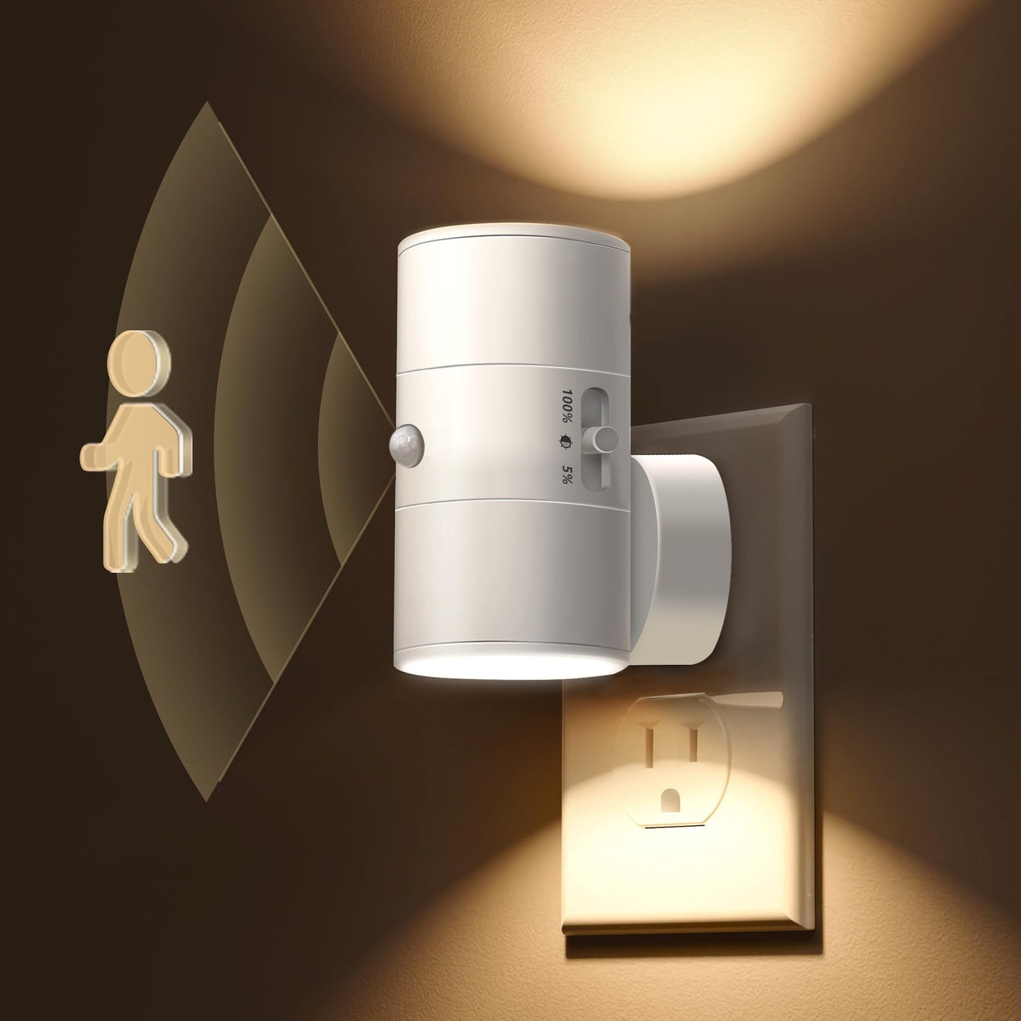 2-in-1 Light Control Sensor Plug LED Ambient Night Light – Modern Geometric Design