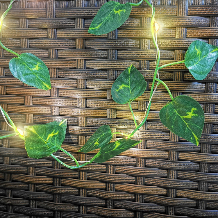LED Green Leaf Copper Wire Lighting Chain – Indoor Room Decoration