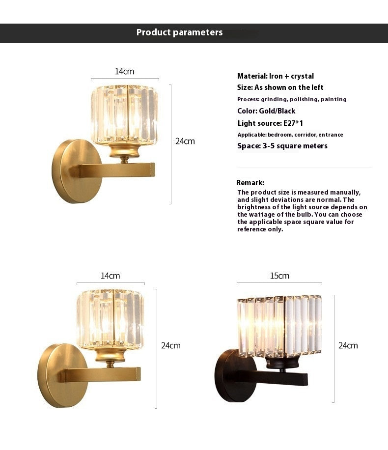 American Crystal Wall Lamp – Simple Post-modern Style for Living Room
