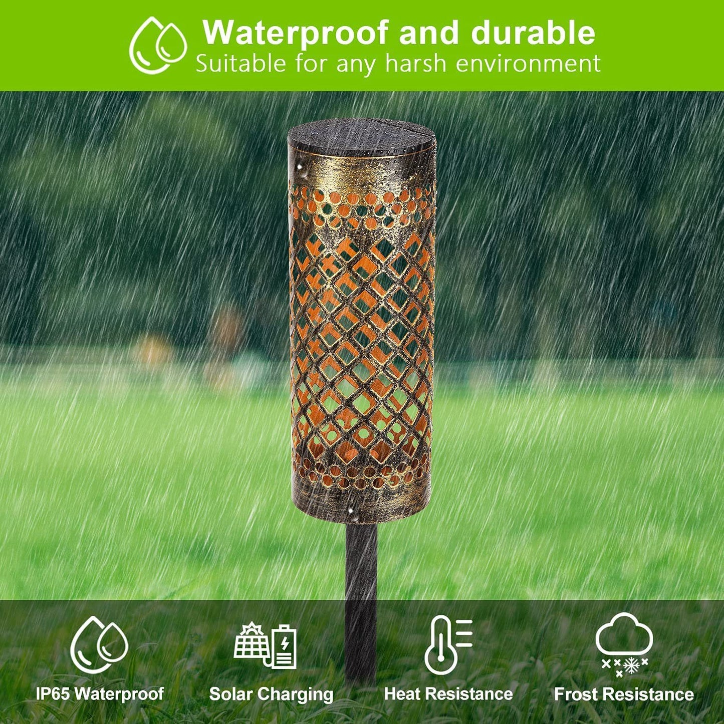 Metal Solar-Powered Lawn Lamp – Geometric Waterproof Garden Light