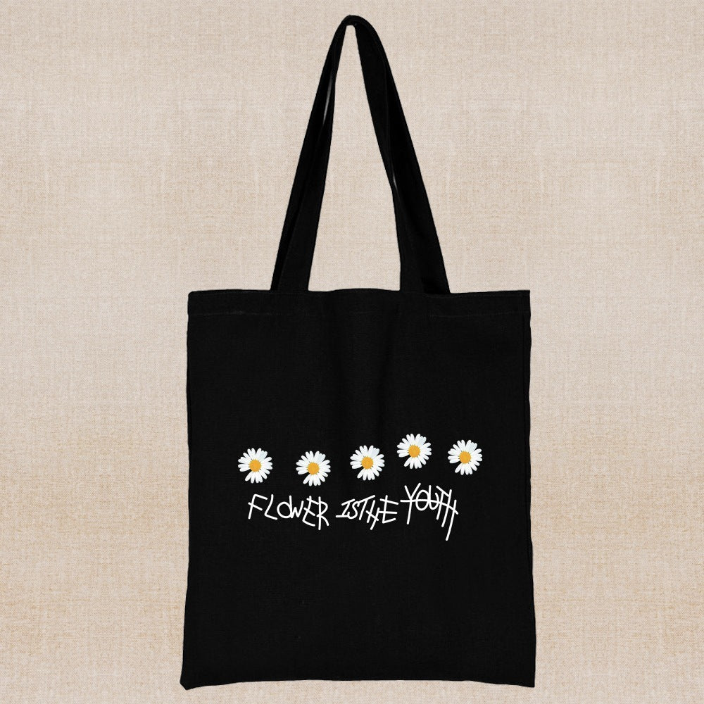 Canvas Shopping Bag Daisy Print Handheld Eco
