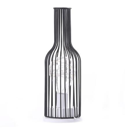 Minimalist Hollow Wine Bottle Table Lamps – Creative Iron Reading Lamp