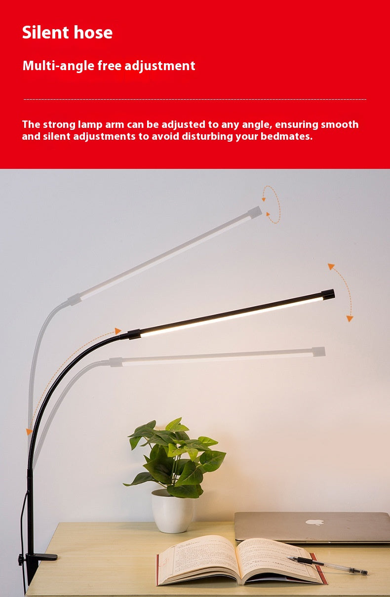 Long Arm Reading Table Lamp with Clamp – USB Powered, Eye-Friendly Design