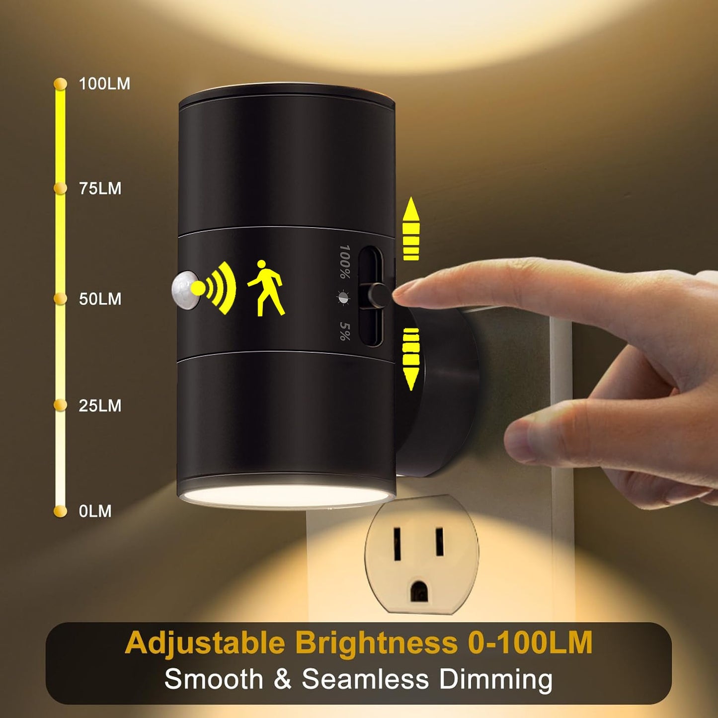 2-in-1 Light Control Sensor Plug LED Ambient Night Light – Modern Geometric Design