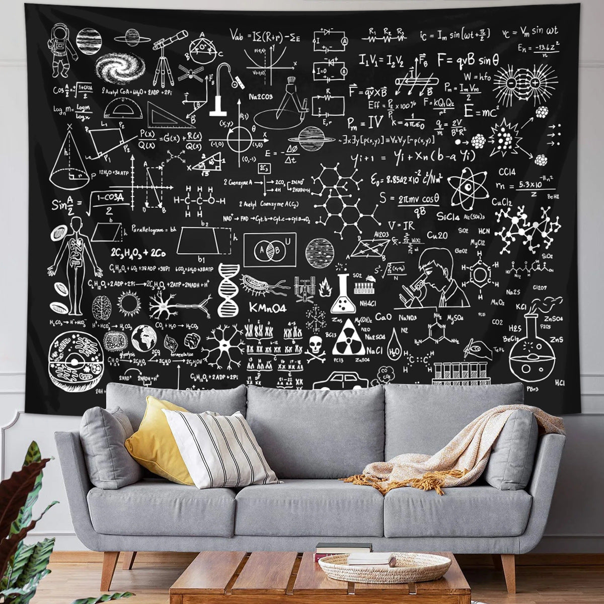 Fantasy Geometric Abstraction Tapestry – Nordic Style Digital Print Wall Art