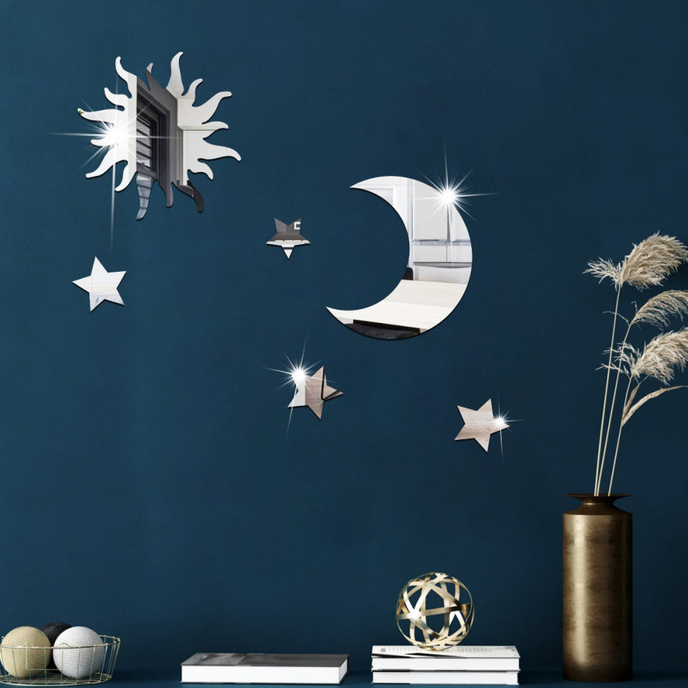 Star Moon Combination Mirror Acrylic Three-dimensional Self-adhesive DIY Wall Sticker