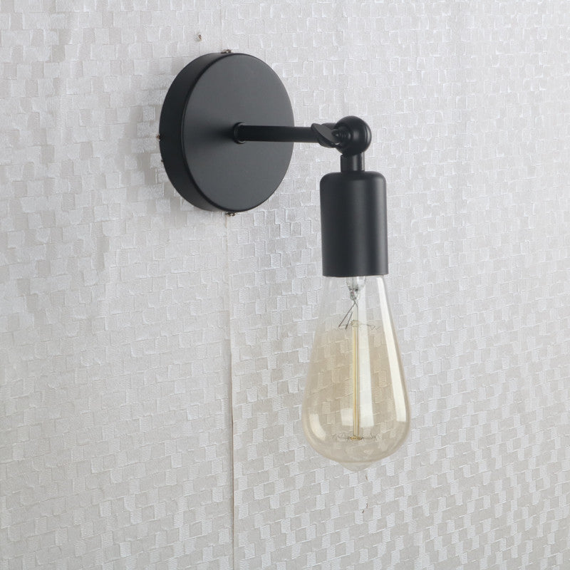American Black Industrial Wrought Iron Small Wall Lamp Indoor