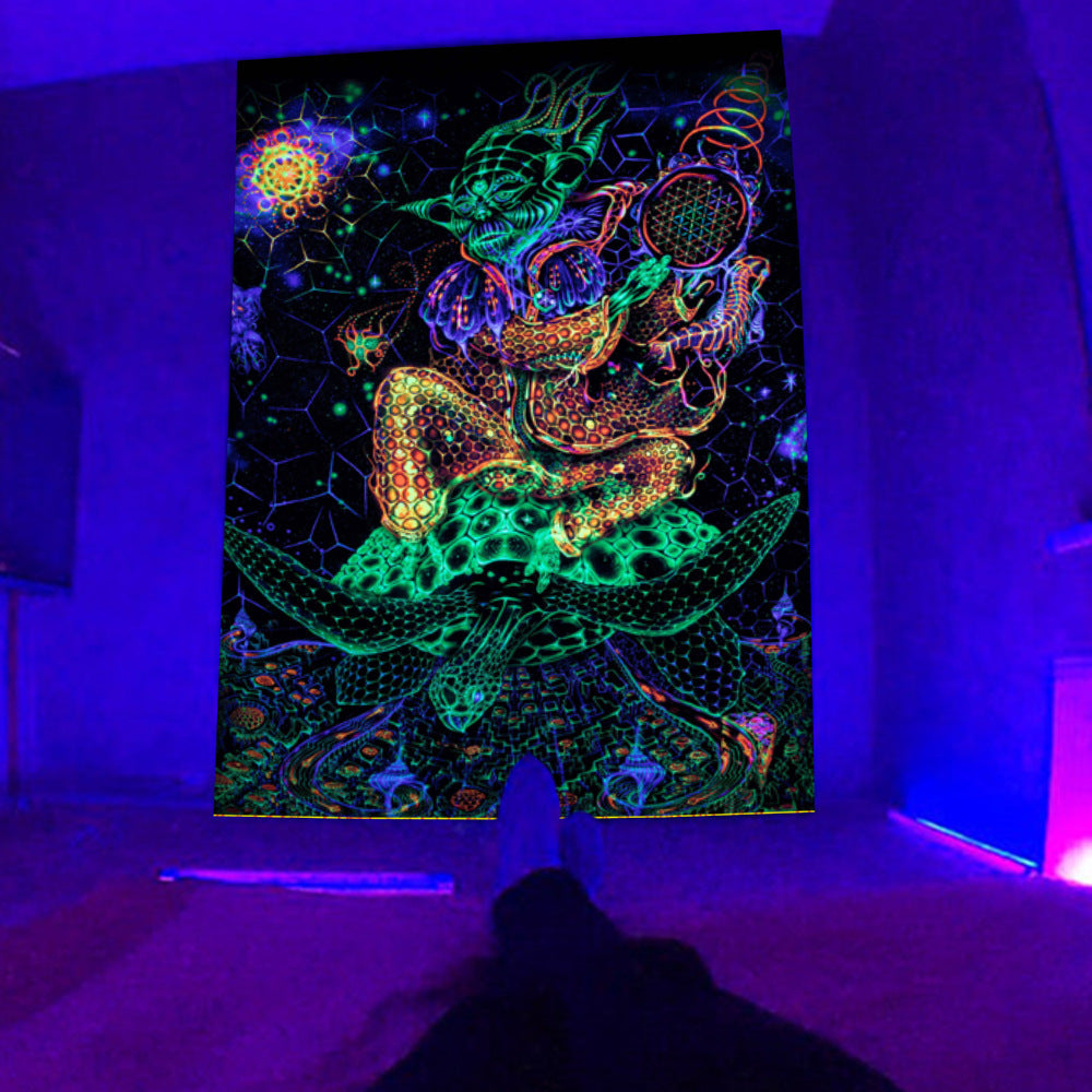 Fluorescent Landscape Tapestry – Glow in Dark Wall Hanging for Home & Room Decor
