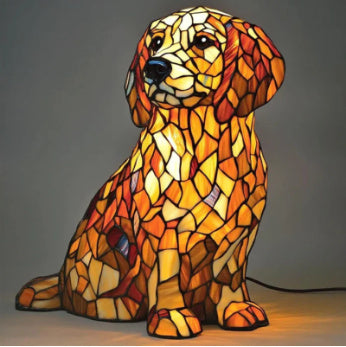 Colorful Resin Dog Lamp – Creative Animal Decoration & Night Light