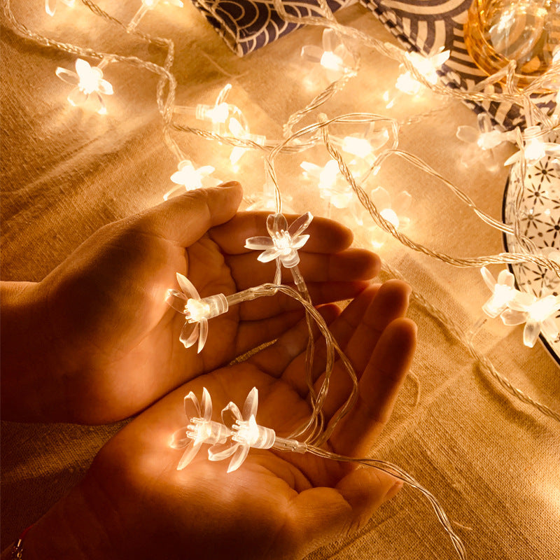 Sakura Small Colored Flashing String Lights – LED Push-Button Decorative Lights for Rooms and Camping