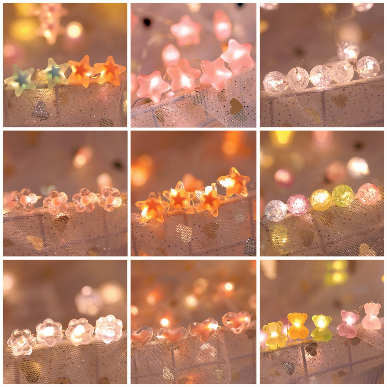 Pentagram Floret Adjustable LED String Lights – 3-Gear Control, Cartoon Festive Decor