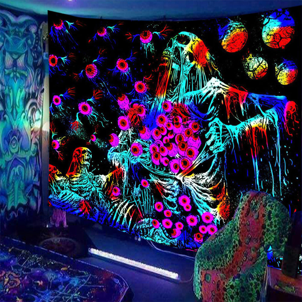 Fluorescent Print Tapestry – Modern Glow Wall Hanging for Home Decor