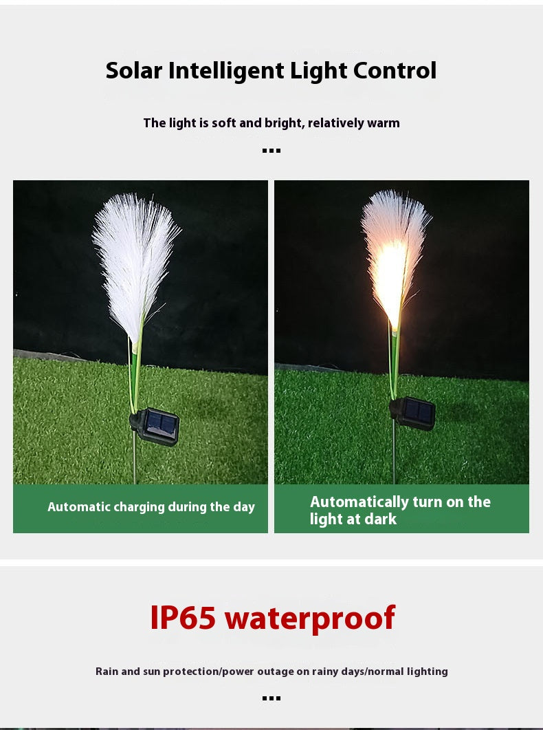 Solar Simulation Reed Floor Lamp – Outdoor Waterproof Garden Light