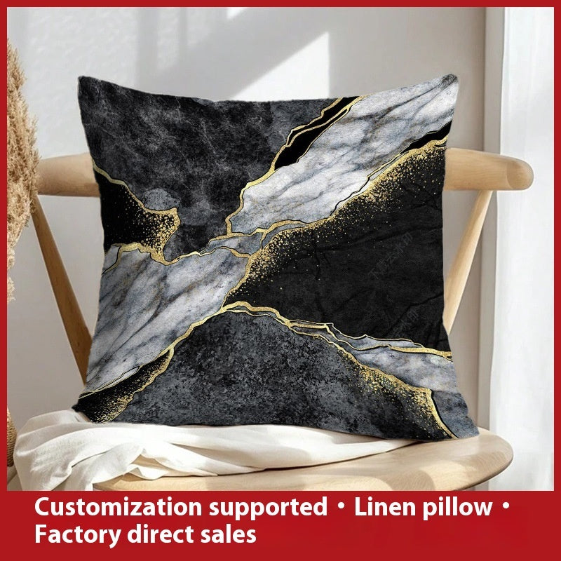 Abstract Oil Painting Linen Pillow Cover Home Sofa And Bed Cushions Clear Printing