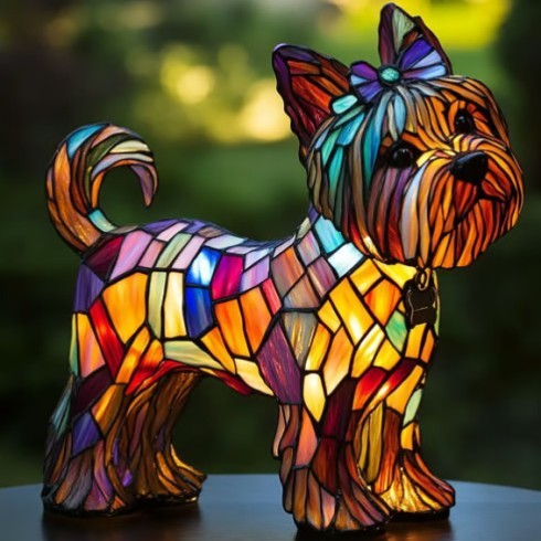 Colorful Resin Dog Lamp – Creative Animal Decoration & Night Light