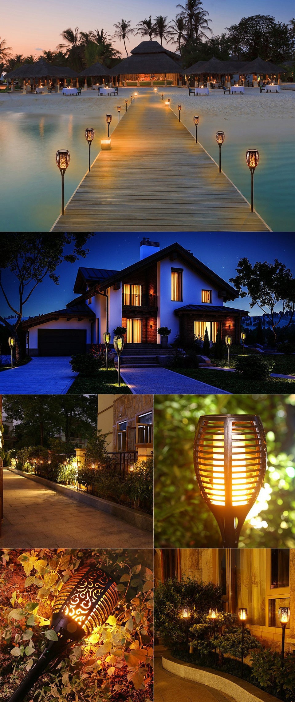 LED Solar Flame Flickering Lawn Lamp – Realistic Dancing Flame Light