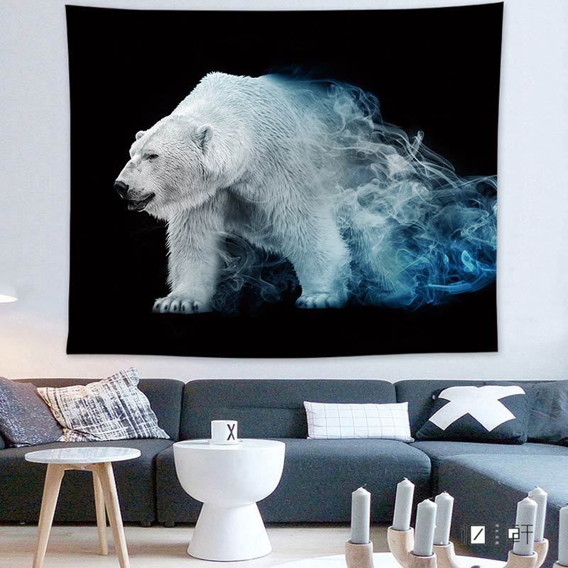 Black and White Realistic Animal Printed Tapestry – European & American Style Home Decor