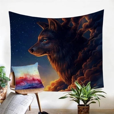 Lone Wolf Plush Tapestry – Premium Wall Hanging for Bedroom, Living Room & Hotel Decor