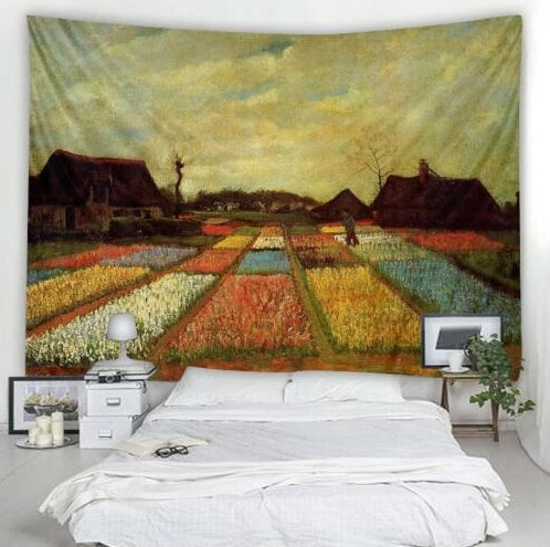 Countryside Scenery Plush Tapestry – Elegant European Wall Hanging