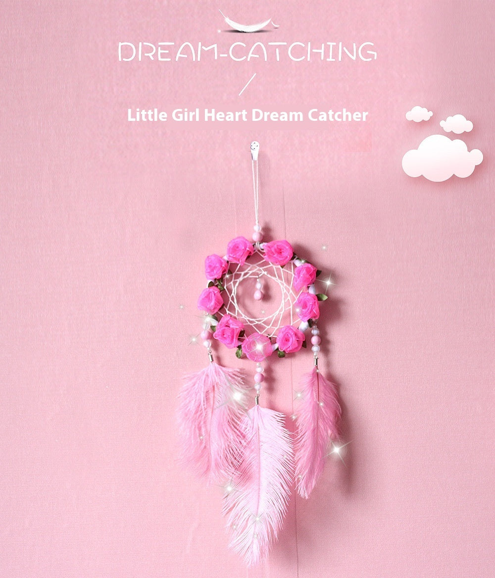 Dreamcatcher Wind Chimes – Pink Ostrich Feather Room Decor