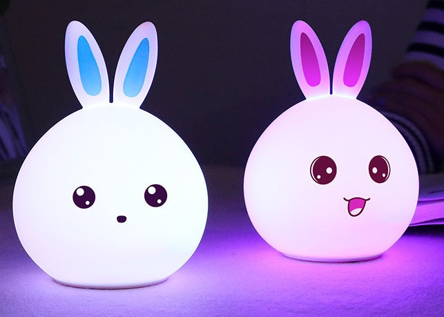 Cute Silicone Rabbit Night Light – Touch Sensor Colorful LED Lamp