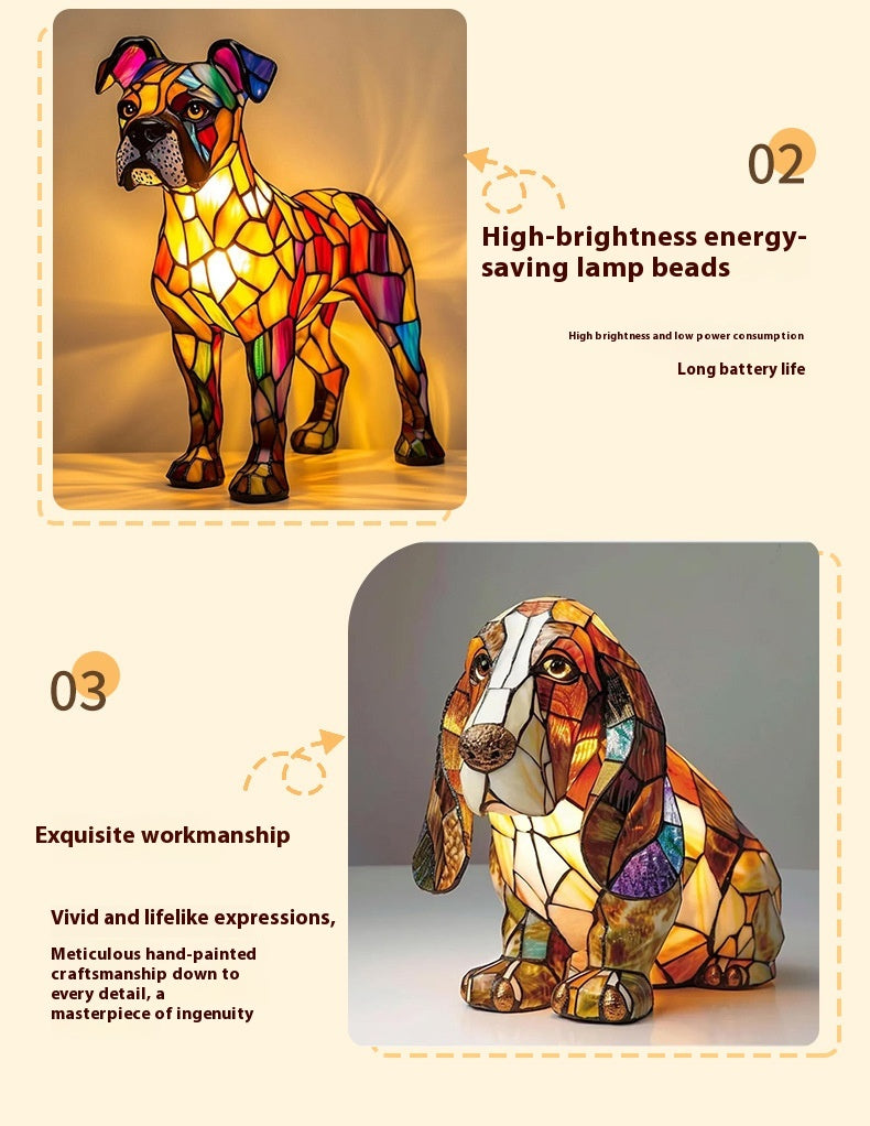 Colorful Resin Dog Lamp – Creative Animal Decoration & Night Light