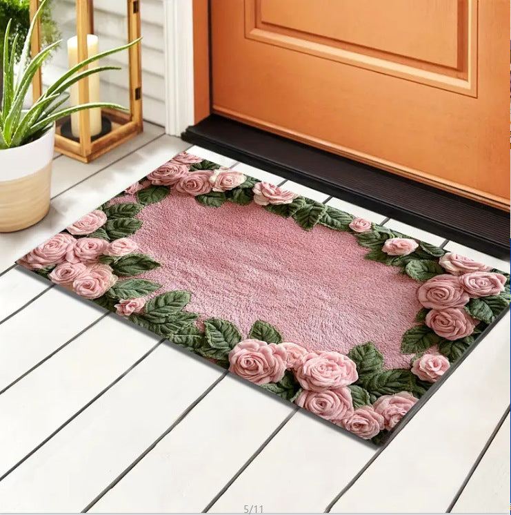 3D Flower New Floor Mat Bathroom Mats Decorative Hallway Door Mat