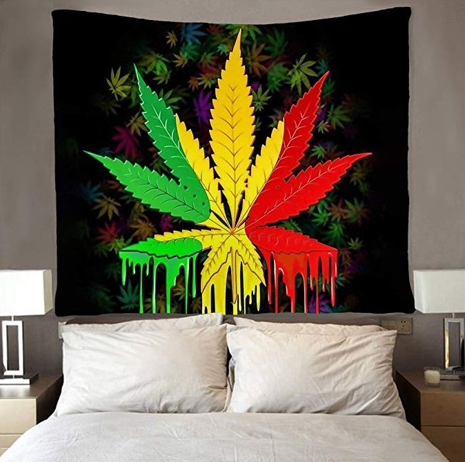 European Style Blankigra Grass Hemp Leaf Tapestry – Polyester Wall Hanging