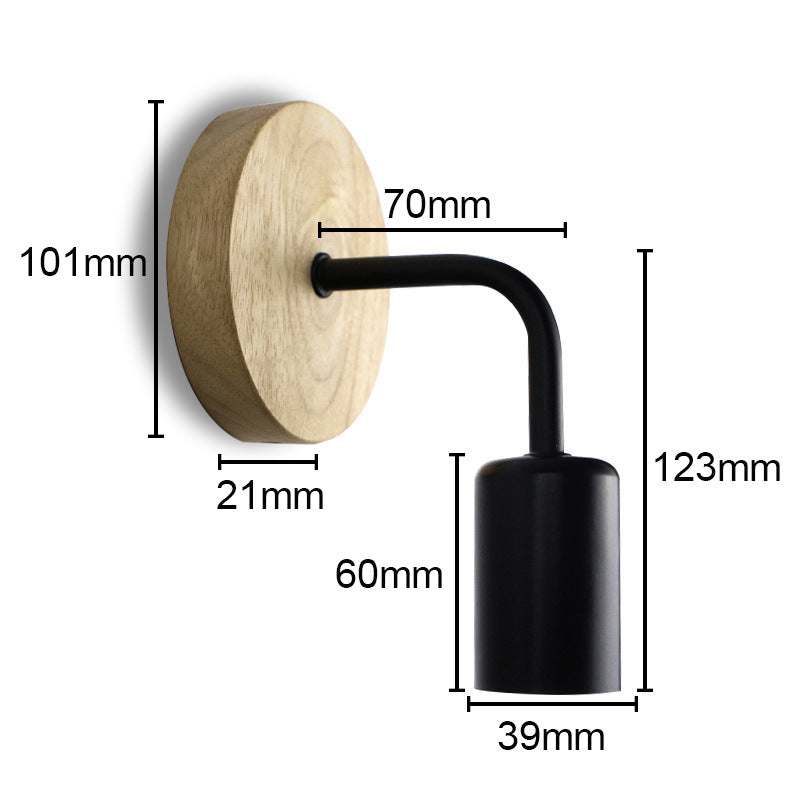 Modern Minimalist Wrought Iron LED Wall Lamp – Wooden Shade